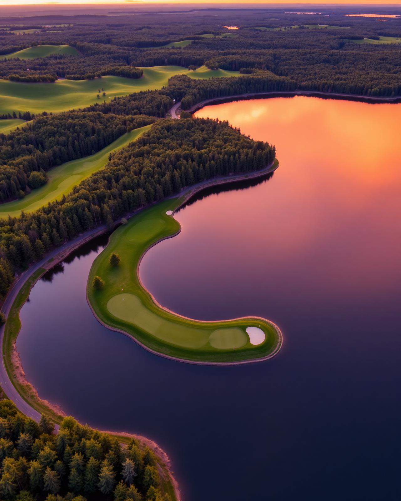 Aerial fairway and lake