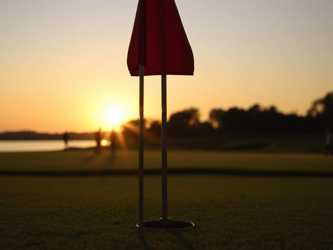 Pin flag at sunset